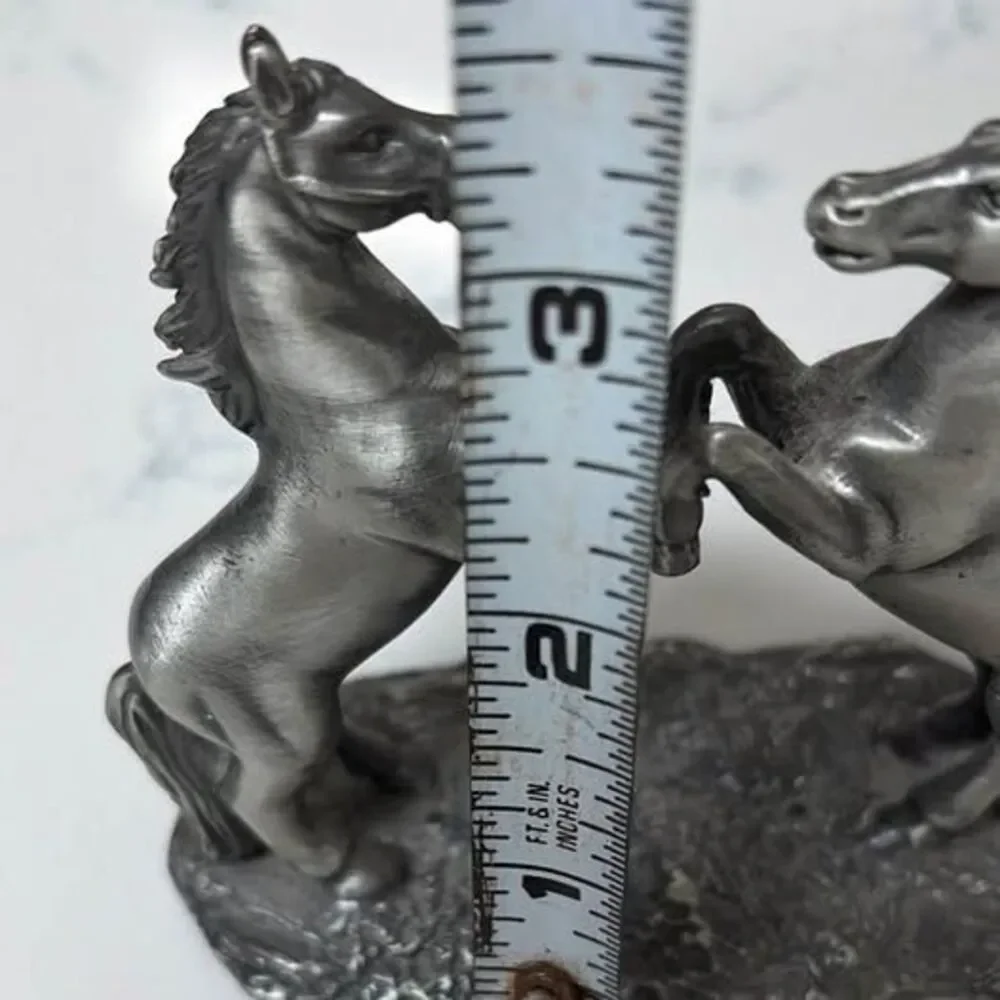 Vintage DCE Pewter Rearing Horses Figurine